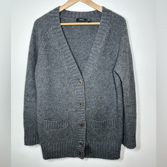 Theory Sweaters - Theory Grey Oversized Wool Grandpa Cardigan Size P (XS)